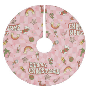 vintage 1960er Jahre groovy frohe Weihnachten Polyester Weihnachtsbaumdecke