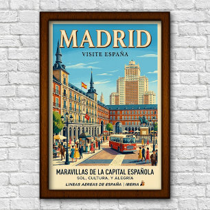 Vintage 1960er Jahre Madrid, Spanien Reiseplakat Poster
