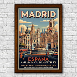 Vintage 1960er Jahre Madrid, Spanien Reiseplakat Poster