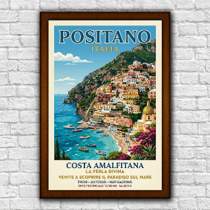 Vintage 1960er Jahre Positano, Italien Reiseplakat Poster