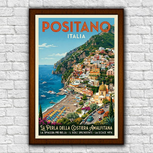 Vintage 1960er Jahre Positano, Italien Reiseplakat Poster