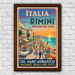 Vintage 1960er Jahre Rimini, Italien Reiseplakat Poster