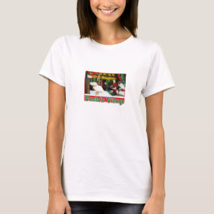 Vintage 1960er Jahre Santa's Village Postkarten-Sh T-Shirt