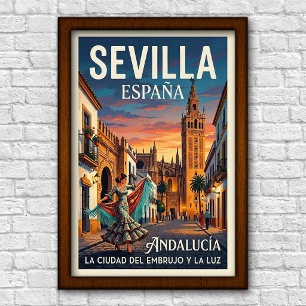 Vintage 1960er Jahre Seville, Spanien Reiseplakat Poster
