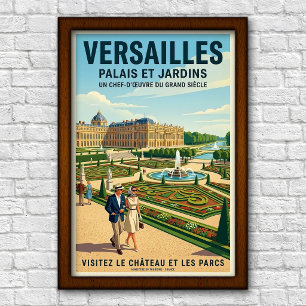 Vintage 1960er Jahre Versailles, Frankreich Reisep Poster