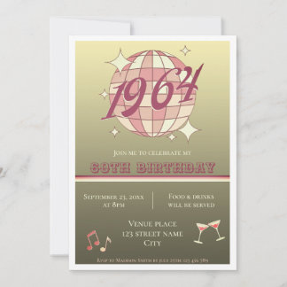Vintage 1964 60. Geburtstag Retro-Gold-Einladung Einladung
