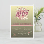 Vintage 1964 60. Geburtstags Retrogold Einladung (Stehend Vorderseite)