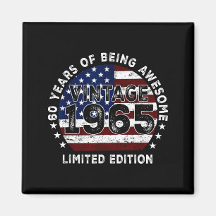 Vintage 1965 Amerikanische Flagge 60. Geburtstag 6 Magnet