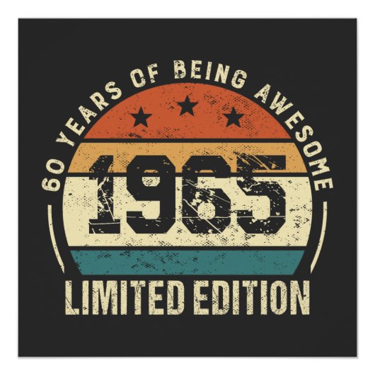 Vintage 1965 Retro 60. Geburtstagsidee Poster (Vorderseite)
