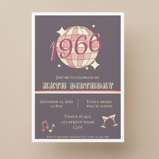 Vintage 1966 60. Geburtstag lila Einladung