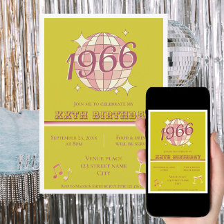 Vintage 1966 60. Geburtstag Retro Grün Einladung