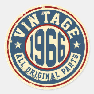 Vintage 1966 alle Vorlagen-Teile Runder Aufkleber