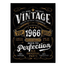 Vintage 1966 Birthday Aged To Perfection 60th  Poster