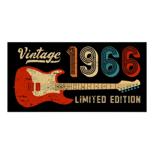 Vintage 1966 Birthday Electric Guitar Lover Gift Poster (Vorderseite)