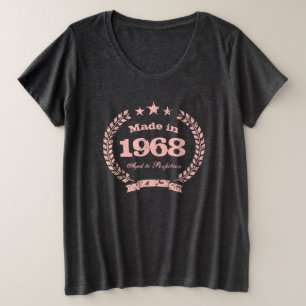 Vintage 1968 alterten zum Perfektionsrosa plus Große Größe T-Shirt