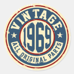 Vintage 1969 Alle Originalteile Runder Aufkleber