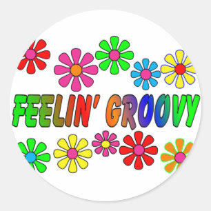 Vintage 1970er "Feelin' Groovy" Geschenke Runder Aufkleber