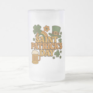 Vintage 1970er Saint Patrick's day Mattglas Bierglas