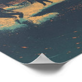 Vintage 1970s Cruise Ship Sunset Poster – Retro Tr (Ecke)