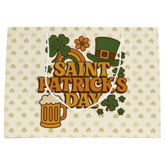 Vintage 1970s Saint Patrick's day Große Geschenktüte (Vorderseite)
