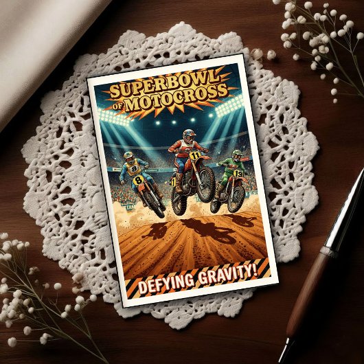 Vintage 1970s Superbowl of Motocross Postkarte