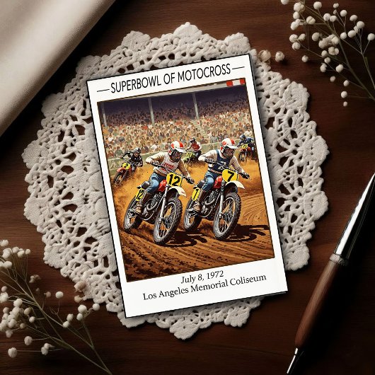 Vintage 1970s Superbowl of Motocross Postkarte