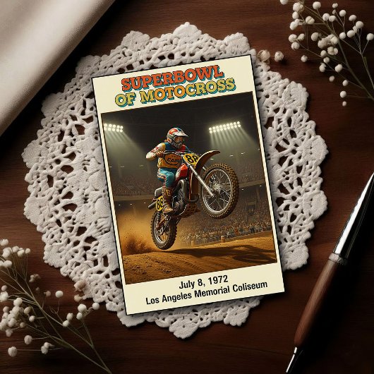 Vintage 1970s Superbowl of Motocross Postkarte