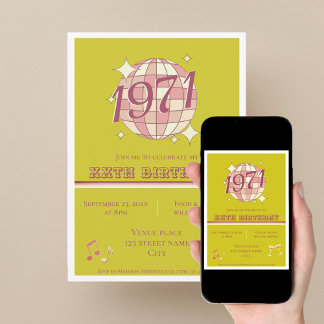 Vintage 1971 55th birthday retro Invitation Einladung