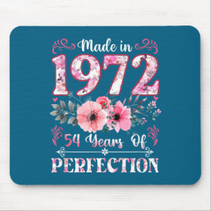 Vintage 1972 54 Jahr des Tollseins Florales Geburt Mousepad