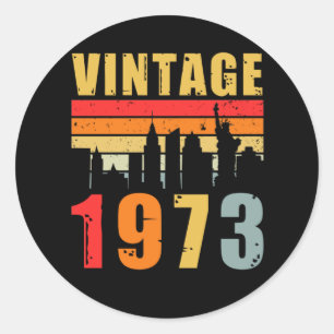 Vintage 1973 Hergestellt 1973 Runder Aufkleber