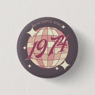 Vintage 1974 50. Geburtstag Retro Lila  Button