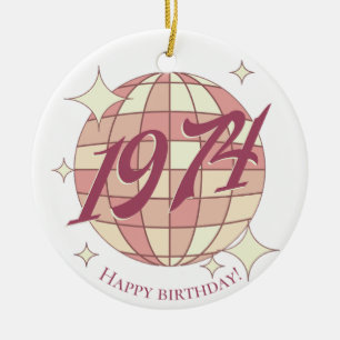 Vintage 1974 50. Geburtstag Retro Lila Keramik Ornament