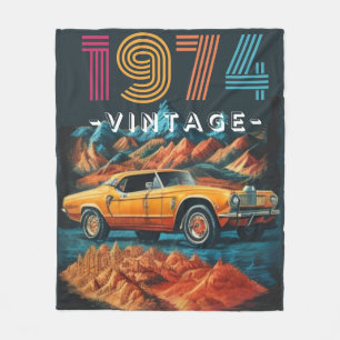 Vintage 1974 cooles Auto Fleecedecke