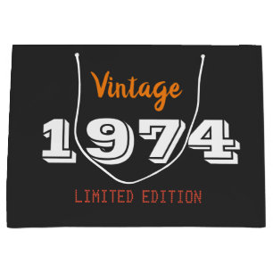 Vintage 1974 große Geschenktasche – 52. Geburtstag Geschenktüte