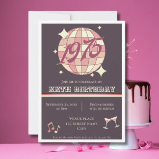 Vintage 1975 50. Geburtstag Retro Lila Einladung