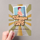 Vintage 1975 50. Geburtstagsfoto Acryleinladungen (Insitu (Handheld))