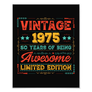 Vintage 1975 Hergestellt 1975 50. Geburtstag 50 Ja Fotodruck