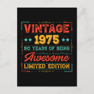 Vintage 1975 Hergestellt in 1975 50. Geburtstag 50 Feiertagspostkarte