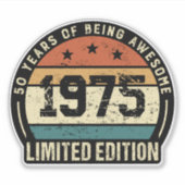 Vintage 1975 Retro 50th Birthday Anniversary Aufkleber (Vorderseite)
