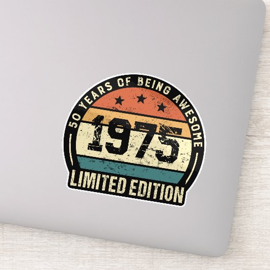 Vintage 1975 Retro 50th Birthday Anniversary Aufkleber (Detail)