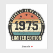 Vintage 1975 Retro 50th Birthday Anniversary Aufkleber (Blatt)