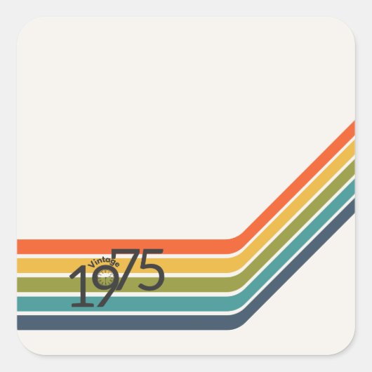 Vintage 1975 Retro Design  Quadratischer Aufkleber (Vorderseite)