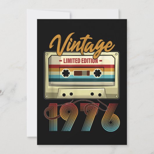 Vintage 1976 45. Geburtstagskassette Geburtstag Einladung (Vorderseite)