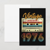 Vintage 1976 45. Geburtstagskassette Geburtstag Mitteilungskarte (Vorne/Hinten)