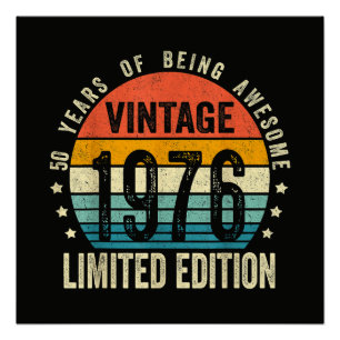 Vintage 1976 50. Geburtstag Geboren 1976 Poster