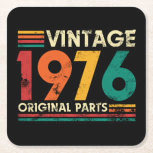 Vintage 1976 50. Geburtstag Rechteckiger Pappuntersetzer