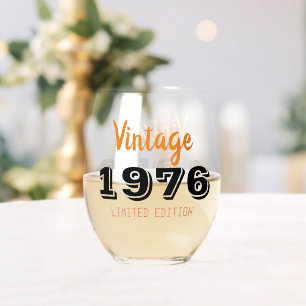 Vintage 1976 50. Geburtstag – Retro-Geschenk für 5 Weinglas Ohne Stiel
