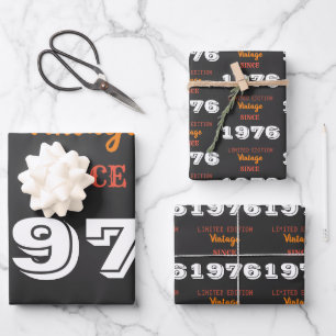 Vintage 1976 50. Geburtstagsgeschenk limitierte Au Geschenkpapier Set