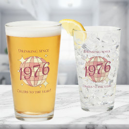 Vintage 1976 50th birthday retro beer  glas