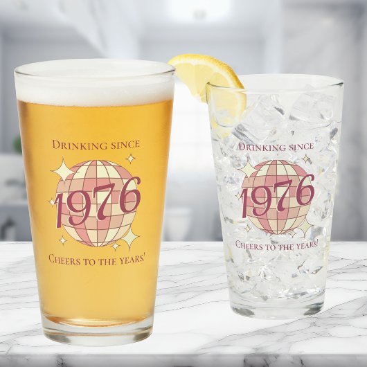 Vintage 1976 50th birthday retro beer  glas